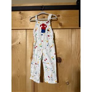 Vintage Popsicle Baby Overalls Paint Splatter Embroidered Size 12 Months